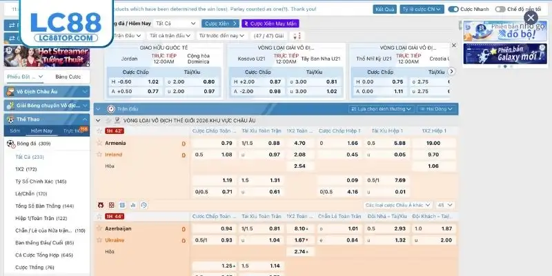 Thông tin nổi bật của thể thao LC88